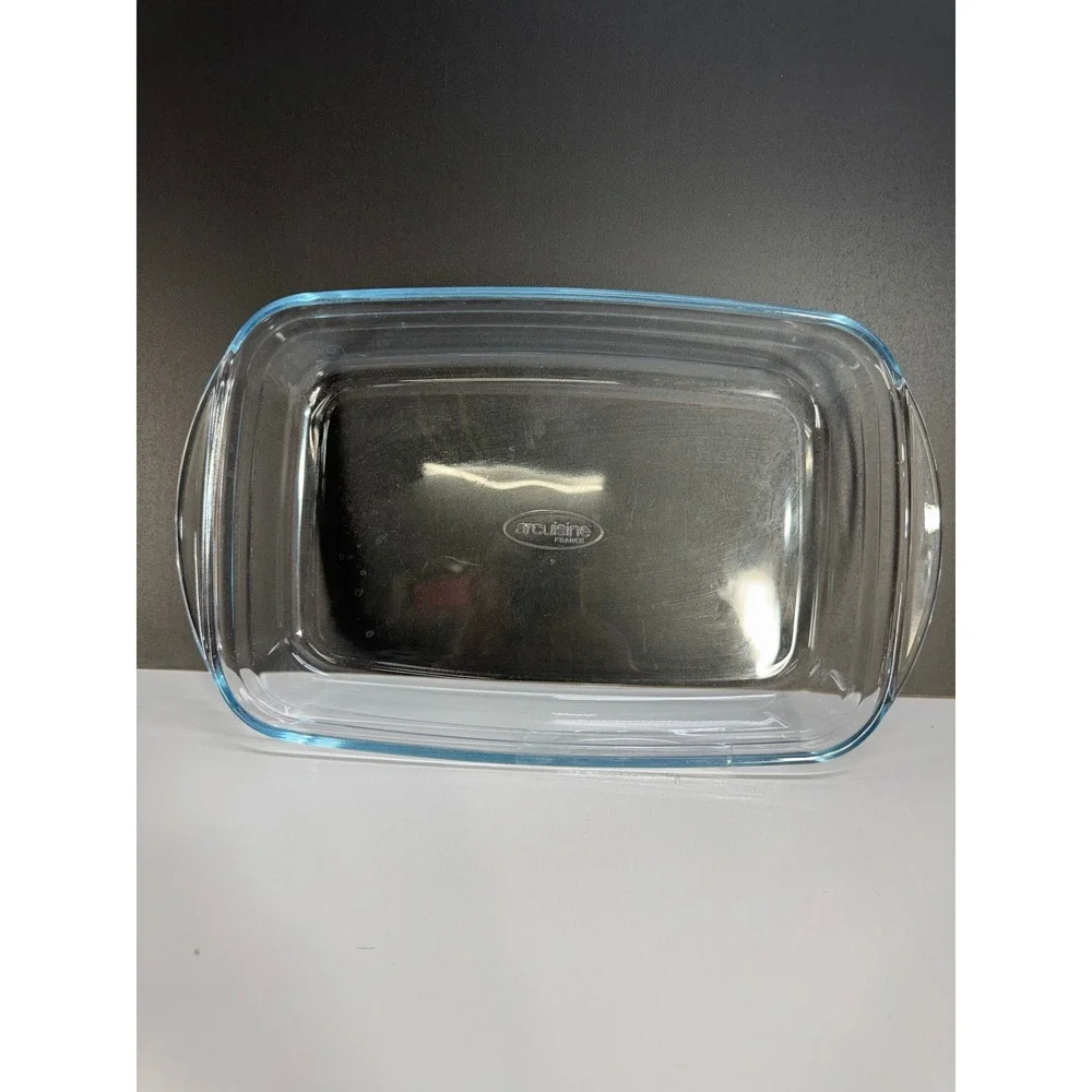 Arcuisine France Borosilicate Glass Rectangular Baking Dish Roaster Blue Tint